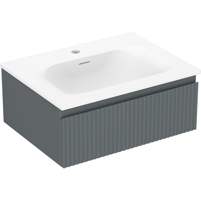Mexen Rivel armario de baño de 60 cm con lavabo Vela, 1 cajón, ranurado, grafito mate/blanco mate - 91A20-06023-1-BF66-W23M01