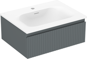 Mexen Rivel mueble de baño 60 cm con lavabo Vela, 1 cajón, acanalado, grafito mate/blanco mate - 91A20-06023-1-BF66-W23M01