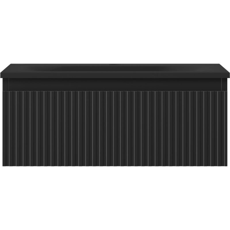 Mexen Rivel vannitoakapp 60 cm koos Vela valamu, 1 sahtel, soonik, must matt - 91A20-06023-1-BF71-W23M71