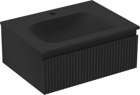 Mexen Rivel gabinete de baño de 60 cm con lavabo Vela, 1 cajón, ranurado, negro mate - 91A20-06023-1-BF71-W23M71