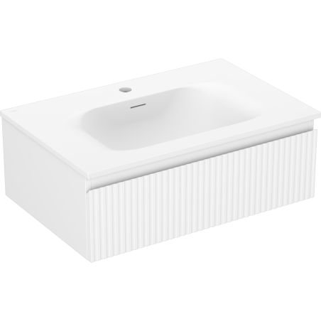 Mexen Rivel Badezimmerschrank 70 cm mit Waschbecken Vela, 1 Schublade, geriffelt, weiß matt - 91A20-07023-1-BF01-W23M01