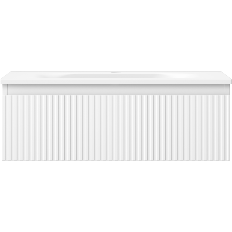 Mexen Rivel 70 cm Bathroom Cabinet with Vela Sink, 1 Drawer, Fluted, White Matte - 91A20-07023-1-BF01-W23M01