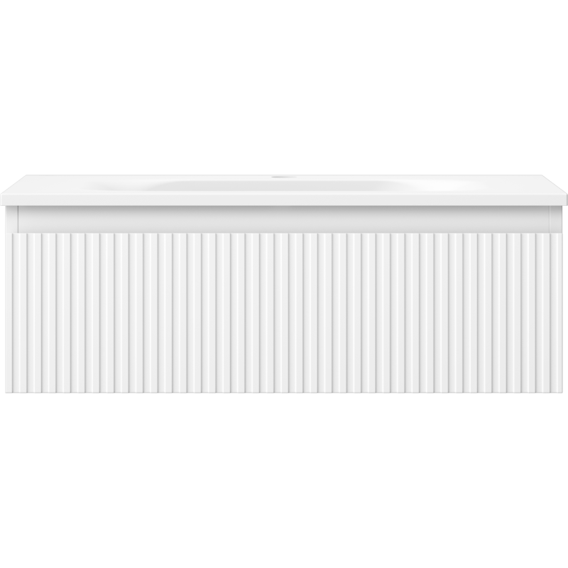 Mexen Rivel Badezimmerschrank 70 cm mit Waschbecken Vela, 1 Schublade, geriffelt, weiß matt - 91A20-07023-1-BF01-W23M01