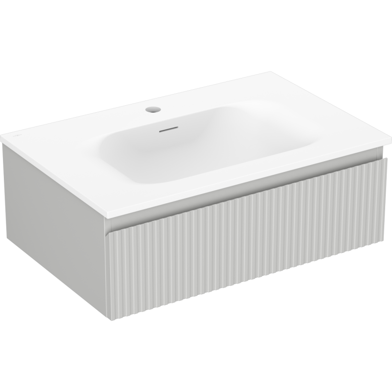 Mexen Rivel 70 cm Bathroom Cabinet with Vela Sink, 1 Drawer, Grooved, Gray Matte/White Matte - 91A20-07023-1-BF62-W23M01