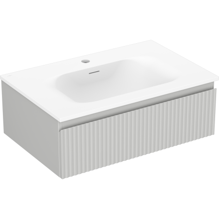 Mexen Rivel bathroom cabinet 70 cm with Vela sink, 1 drawer, fluted, gray matte/white matte - 91A20-07023-1-BF62-W23M01