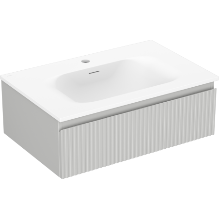 Mexen Rivel meuble de salle de bain 70 cm avec lavabo Vela, 1 tiroir, rainuré, gris mat/blanc mat - 91A20-07023-1-BF62-W23M01