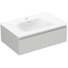 Mexen Rivel meuble de salle de bain 70 cm avec lavabo Vela, 1 tiroir, rainuré, gris mat/blanc mat - 91A20-07023-1-BF62-W23M01