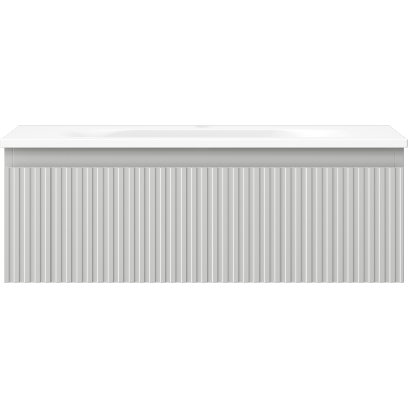 Mexen Rivel armario de baño de 70 cm con lavabo Vela, 1 cajón, estriado, gris mate/blanco mate - 91A20-07023-1-BF62-W23M01