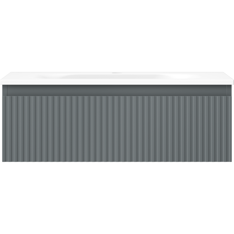 Mexen Rivel badkamerkast 70 cm met wastafel Vela, 1 lade, gegroefd, grafiet mat/wit mat - 91A20-07023-1-BF66-W23M01