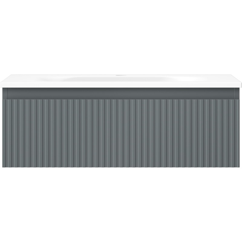 Mexen Rivel badkamerkast 70 cm met wastafel Vela, 1 lade, geribbeld, grafiet mat/wit mat - 91A20-07023-1-BF66-W23M01
