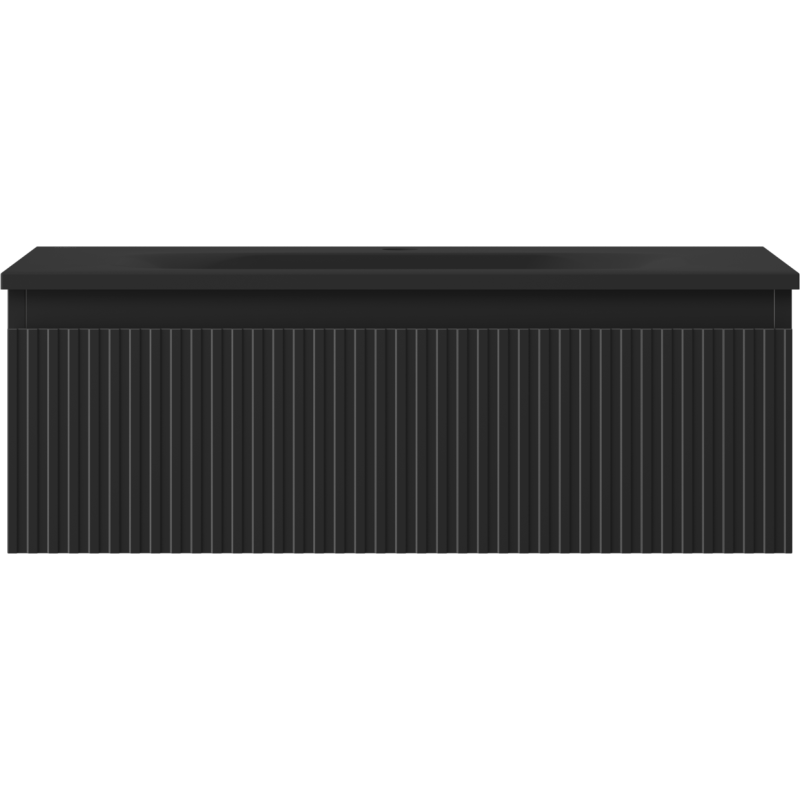 Mexen Rivel badkamerkast 70 cm met wastafel Vela, 1 lade, gegroefd, zwart mat - 91A20-07023-1-BF71-W23M71