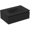 Mexen Rivel meuble de salle de bain 70 cm avec lavabo Vela, 1 tiroir, rainuré, noir mat - 91A20-07023-1-BF71-W23M71