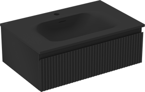 Mexen Rivel armario de baño de 70 cm con lavabo Vela, 1 cajón, estriado, negro mate - 91A20-07023-1-BF71-W23M71