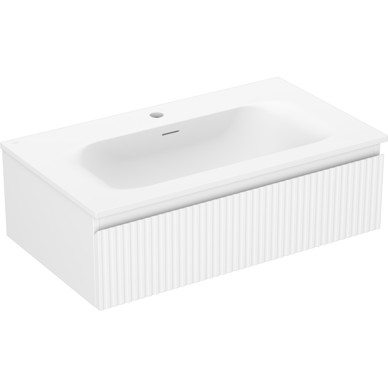 Mexen Rivel mueble de baño 80 cm con lavabo Vela, 1 cajón, ranurado, blanco mate - 91A20-08023-1-BF01-W23M01