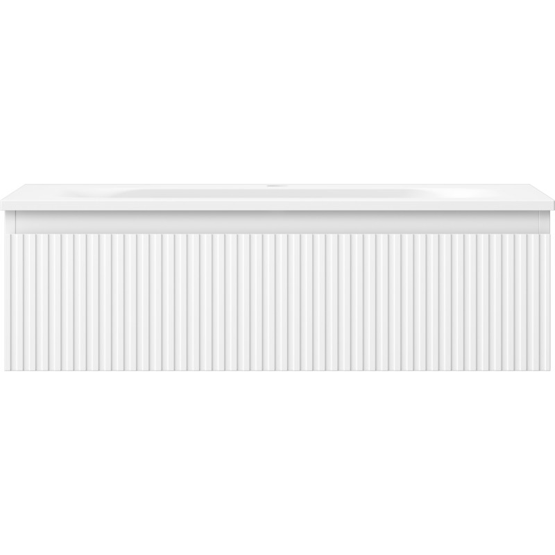 Mexen Rivel bathroom cabinet 80 cm with Vela washbasin, 1 drawer, fluted, white matte - 91A20-08023-1-BF01-W23M01