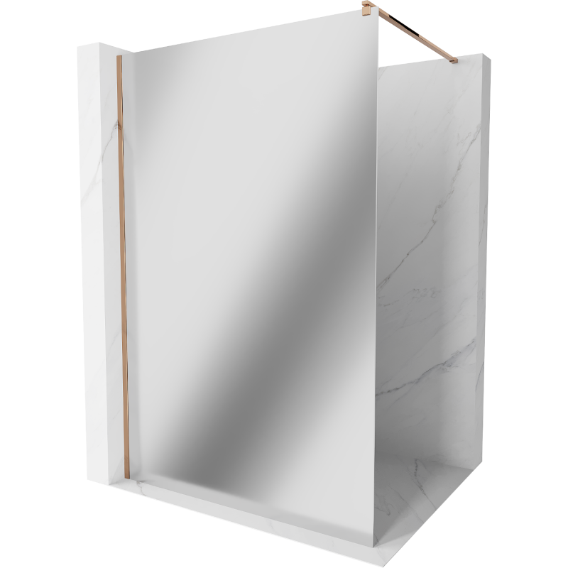 Mexen Kioto Duschwand Walk-in 140 x 200 cm, Spiegel 8 mm, Roségold - 800-140-101-60-50