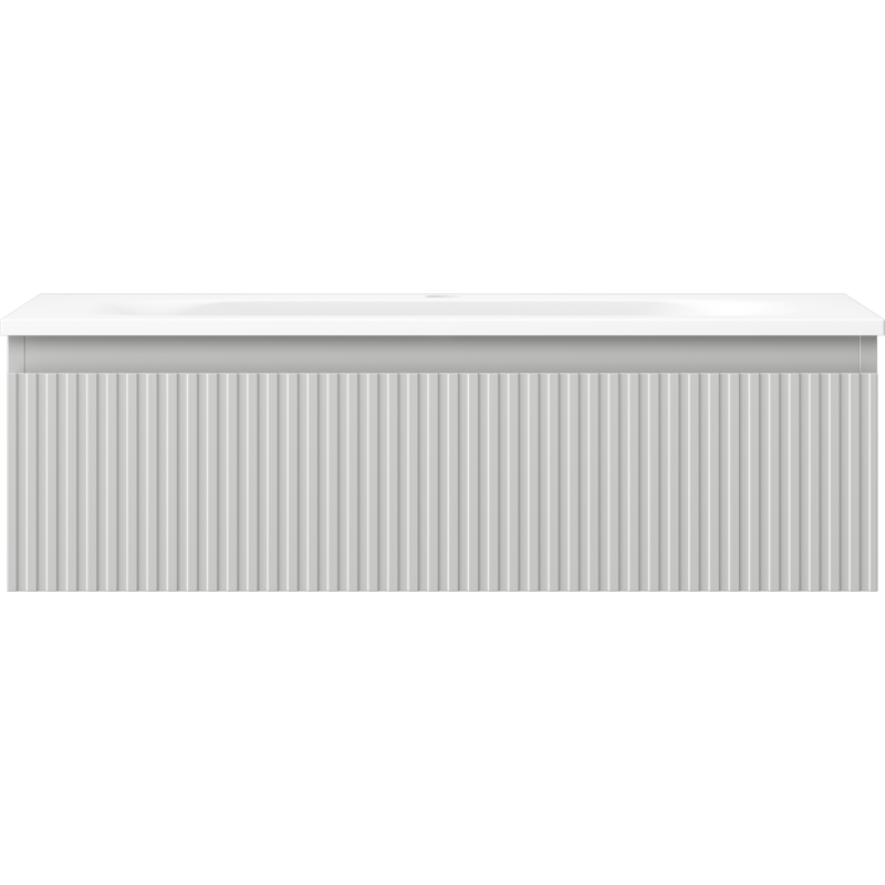 Mexen Rivel Badezimmerschrank 80 cm mit Waschbecken Vela, 1 Schublade, gerillt, grau matt/weiß matt - 91A20-08023-1-BF62-W23M01