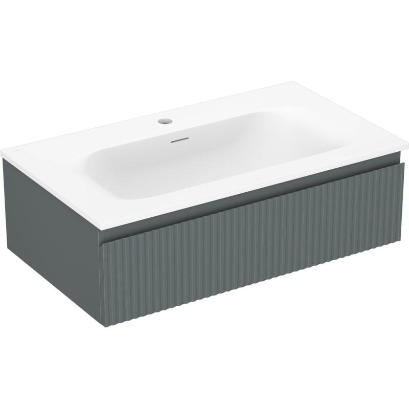 Mexen Rivel kupaonski ormaric 80 cm s umivaonikom Vela, 1 ladica, rebrasta, grafit mat/bijela mat - 91A20-08023-1-BF66-W23M01