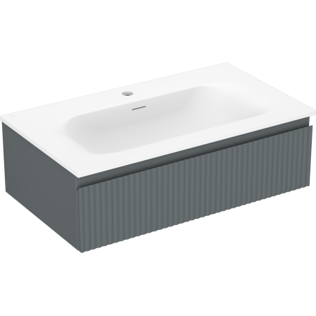 Mexen Rivel kupaonski ormaric 80 cm s umivaonikom Vela, 1 ladica, rebrasta, grafit mat/bijela mat - 91A20-08023-1-BF66-W23M01