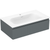 Mexen Rivel badkamerkast 80 cm met wastafel Vela, 1 lade, geribbeld, grafiet mat/wit mat - 91A20-08023-1-BF66-W23M01