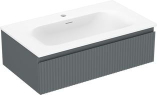 Mexen Rivel meuble de salle de bains 80 cm avec lavabo Vela, 1 tiroir, rainuré, graphite mat/blanc mat