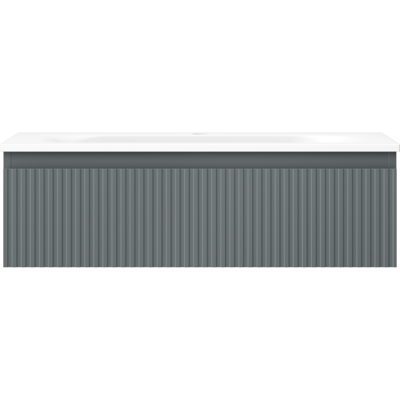 Mexen Rivel badkamerkast 80 cm met wastafel Vela, 1 lade, gegroefd, grafiet mat/wit mat - 91A20-08023-1-BF66-W23M01