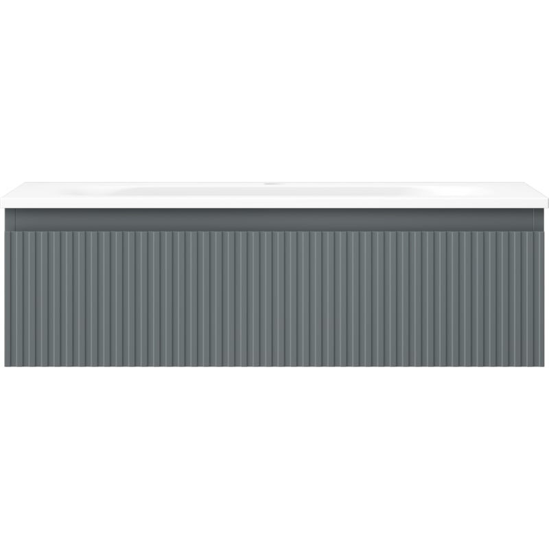 Mexen Rivel badkamerkast 80 cm met wastafel Vela, 1 lade, geribbeld, grafiet mat/wit mat - 91A20-08023-1-BF66-W23M01