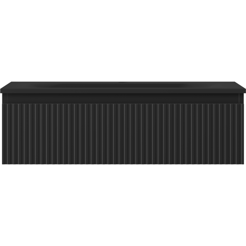 Mexen Rivel Badezimmermöbel 80 cm mit Waschtisch Vela, 1 Schublade, geriffelt, schwarz matt - 91A20-08023-1-BF71-W23M71