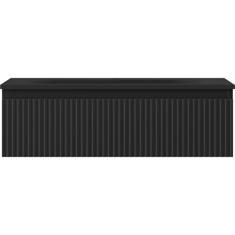 Mexen Rivel szafka łazienkowa 80 cm z umywalką Vela, 1 szuflada, ryflowana , czarna mat - 91A20-08023-1-BF71-W23M71