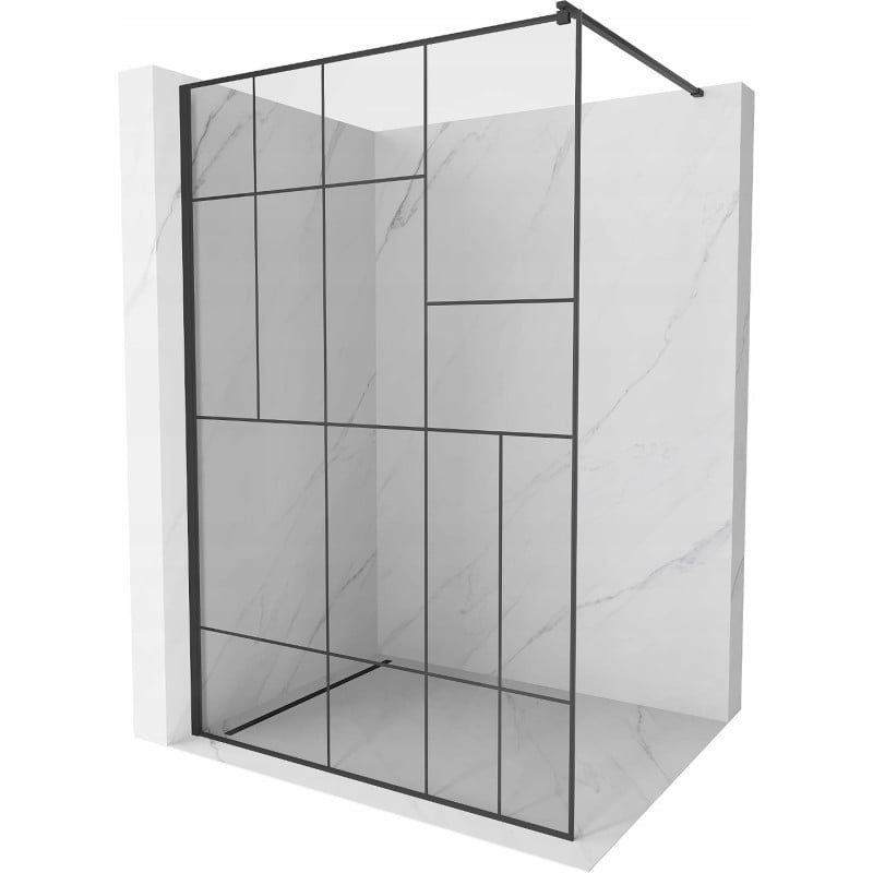 Mexen Kioto Duschwand Walk-in 90 x 200 cm, schwarzes Muster 8 mm, schwarz - 800-090-101-70-78