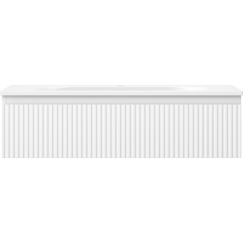 Mexen Rivel Badezimmerunterschrank 90 cm mit Waschbecken Vela, 1 Schublade, geriffelt, weiß matt - 91A20-09023-1-BF01-W23M01