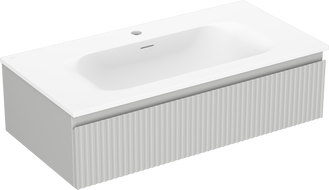 Mexen Rivel armario de baño de 90 cm con lavabo Vela, 1 cajón, acanalado, gris mate/blanco mate - 91A20-09023-1-BF62-W23M01