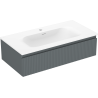 Mexen Rivel mueble de baño de 90 cm con lavabo Vela, 1 cajón, estriado, grafito mate/blanco mate - 91A20-09023-1-BF66-W23M01