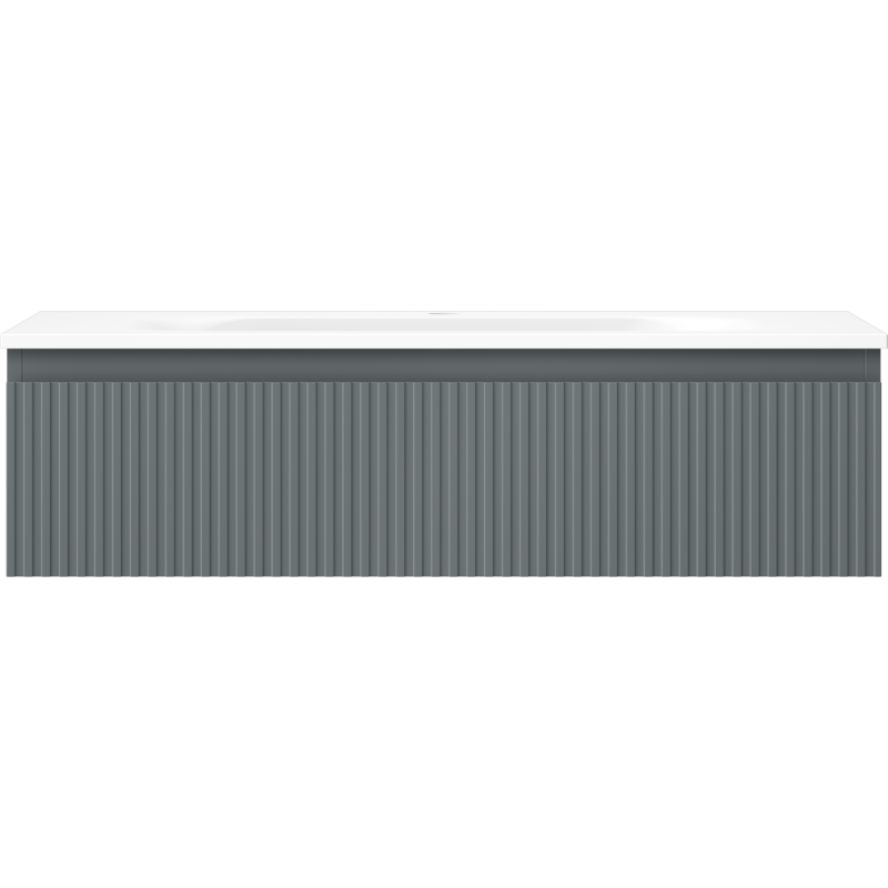 Mexen Rivel 90 cm kylpyhuonekaappi pesualtaalla Vela, 1 laatikko, uritettu, grafiitin matta/valkoinen matta