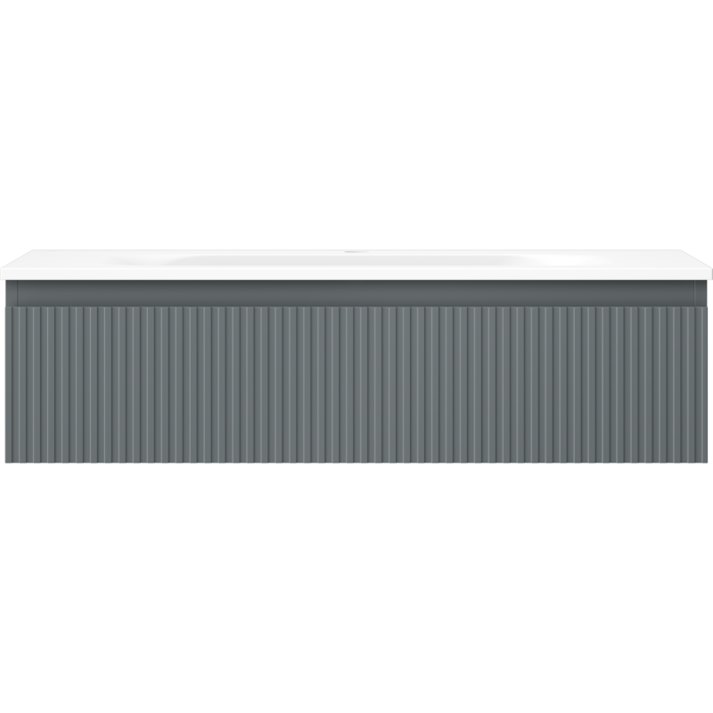 Mexen Rivel badkamerkast 90 cm met wastafel Vela, 1 lade, geribbeld, grafiet mat/wit mat - 91A20-09023-1-BF66-W23M01