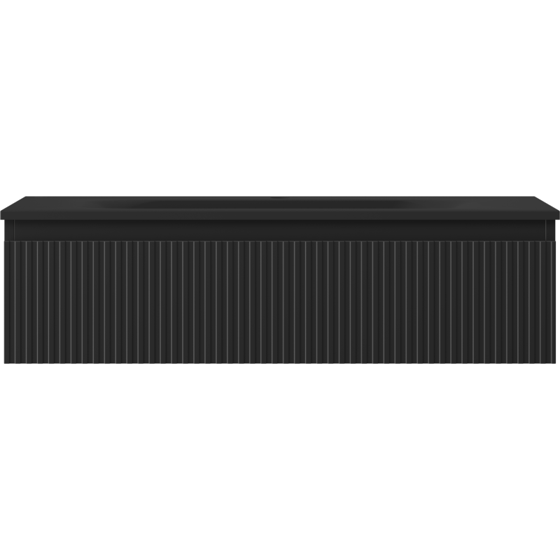 Mexen Rivel badkamerkast 90 cm met wastafel Vela, 1 lade, gegroefd, zwart mat - 91A20-09023-1-BF71-W23M71