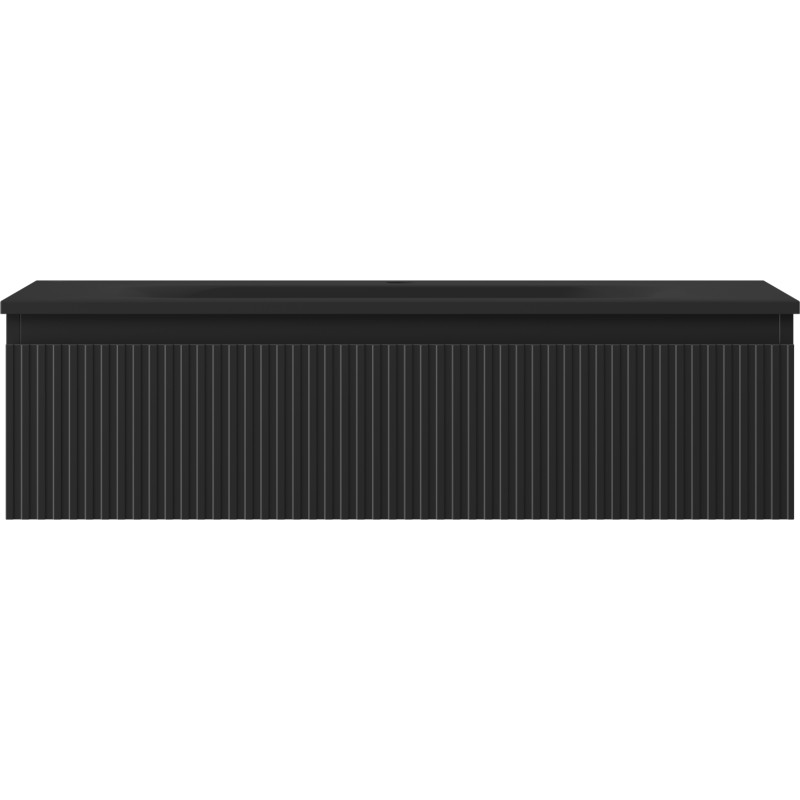 Mexen Rivel szafka łazienkowa 90 cm z umywalką Vela, 1 szuflada, ryflowana , czarna mat - 91A20-09023-1-BF71-W23M71