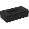 Mexen Rivel Badezimmerschrank 90 cm mit Waschbecken Vela, 1 Schublade, geriffelt, schwarz matt - 91A20-09023-1-BF71-W23M71