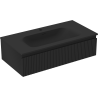 Mexen Rivel meuble de salle de bains 90 cm avec lavabo Vela, 1 tiroir, rainuré, noir mat - 91A20-09023-1-BF71-W23M71
