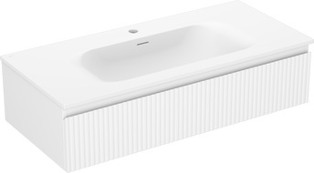 Mexen Rivel szafka łazienkowa 100 cm z umywalką Vela, 1 szuflada, ryflowana , biała mat - 91A20-10023-1-BF01-W23M01