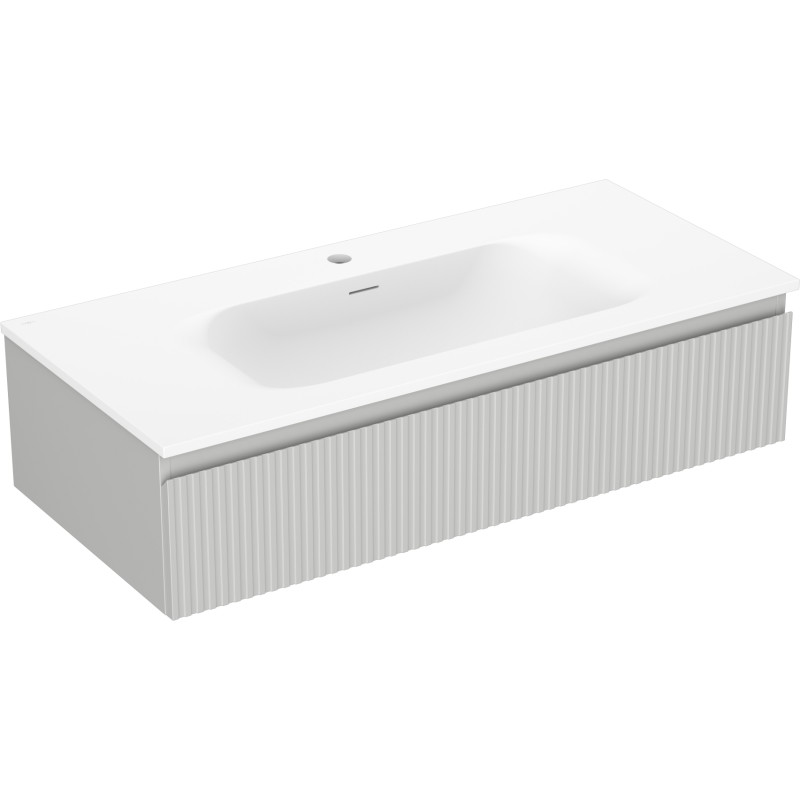 Mexen Rivel armario de baño de 100 cm con lavabo Vela, 1 cajón, ranurado, gris mate/blanco mate - 91A20-10023-1-BF62-W23M01