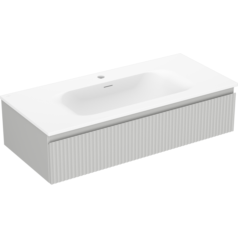 Mexen Rivel meuble de salle de bains 100 cm avec lavabo Vela, 1 tiroir, rainuré, gris mat/blanc mat - 91A20-10023-1-BF62-W23M01