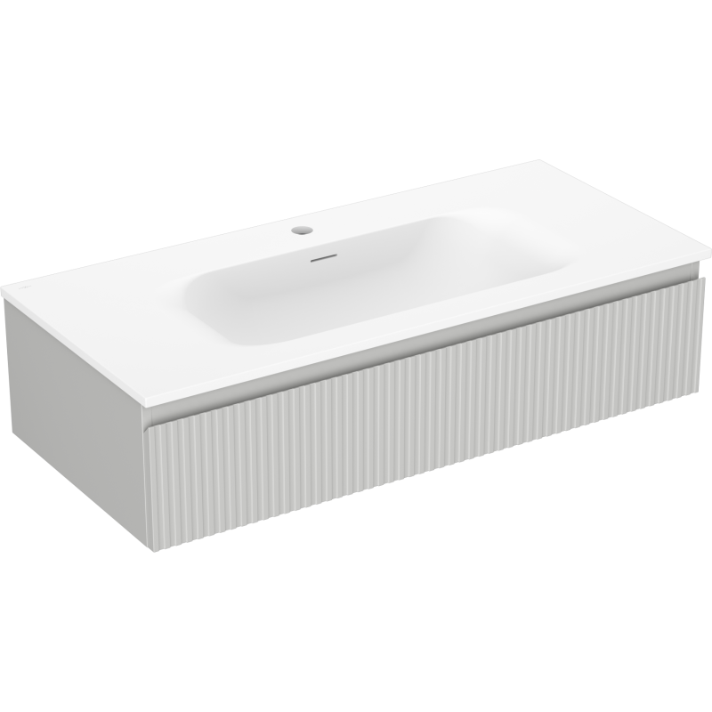 Mexen Rivel szafka łazienkowa 100 cm z umywalką Vela, 1 szuflada, ryflowana , szara mat/biała mat - 91A20-10023-1-BF62-W23M01