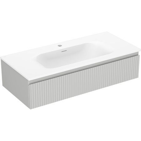 Mexen Rivel meuble de salle de bains 100 cm avec lavabo Vela, 1 tiroir, rainuré, gris mat/blanc mat - 91A20-10023-1-BF62-W23M01
