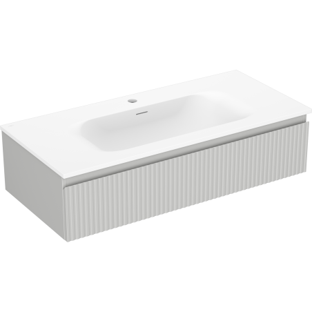 Mexen Rivel szafka łazienkowa 100 cm z umywalką Vela, 1 szuflada, ryflowana , szara mat/biała mat - 91A20-10023-1-BF62-W23M01