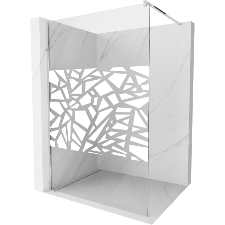 Mexen Kioto Walk-in Shower Wall 90 x 200 cm, White Pattern 8 mm, Chrome - 800-090-101-01-85