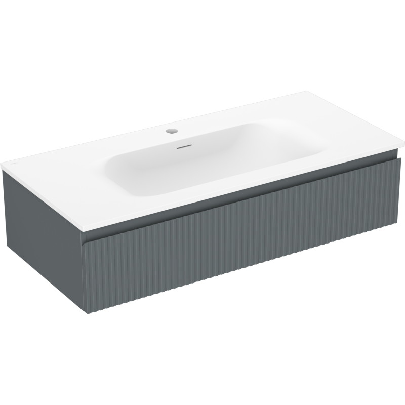 Mexen Rivel armario de baño de 100 cm con lavabo Vela, 1 cajón, estriado, grafito mate/blanco mate - 91A20-10023-1-BF66-W23M01