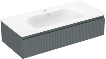 Mexen Rivel szafka łazienkowa 100 cm z umywalką Vela, 1 szuflada, ryflowana , grafit mat/biała mat - 91A20-10023-1-BF66-W23M01