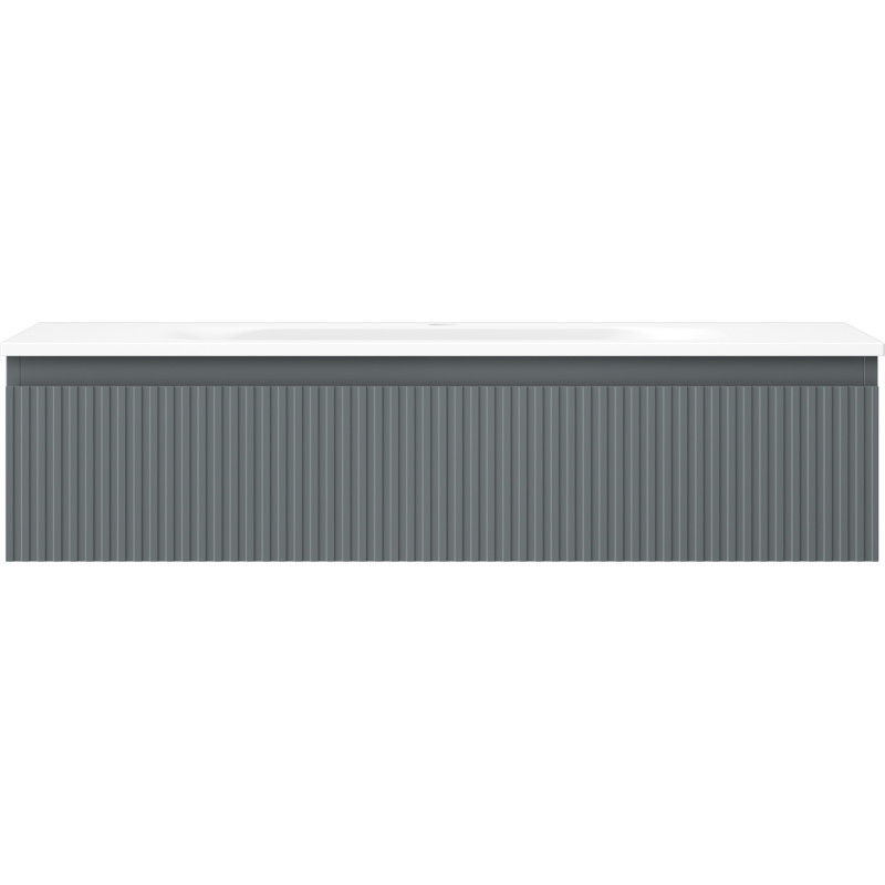 Mexen Rivel armario de baño de 100 cm con lavabo Vela, 1 cajón, estriado, grafito mate/blanco mate - 91A20-10023-1-BF66-W23M01