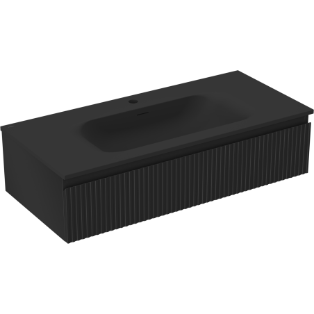 Mexen Rivel mobile bagno 100 cm con lavabo Vela, 1 cassetto, scanalato, nero opaco - 91A20-10023-1-BF71-W23M71